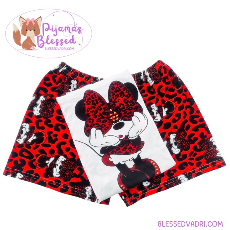 Pijama en short piel de Durazno Mickey Mouse
